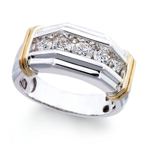Men Fashion Two-Tone Plated Alloy Ring With Round Cut Zircon Stones Commute Style Daily Jewelry Gift