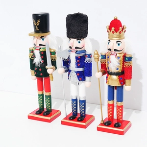 Traditional Christmas Nutcracker Soldier King Wooden Ornament Hand Painted Fabric Details Festive Tabletop Home Decor