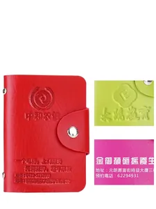 Custom anti-degaussing leather card wallets with metal snap closures in various colors