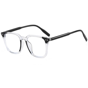 Modern oversized square sunglasses with transparent frames and black temples for women