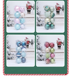 Detailed view of colorful Christmas balls with various textures in clear cylindrical boxes