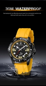 Dettaglio dell'orologio sportivo con quadrante pulsometro ed effetto impermeabile 30M