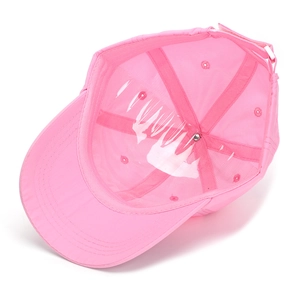 Innendetails der rosa Einhorn-Kappe mit 6-Panel-Struktur und verstellbarem Riemen