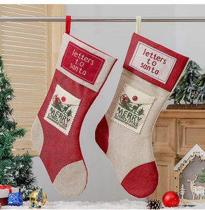 Christmas stocking gift bags with envelope pocket and Santa letters hanging decoration