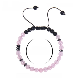 Soul Sister Morse Code bracelet with pink crystal and matte black stone beads