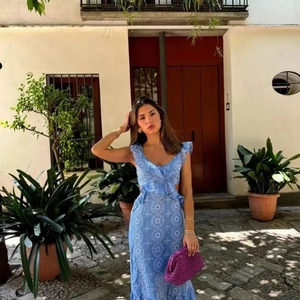 Embroidery Eyelet Hollow Out Midi Dress With Ruffle Flutter Sleeves Waist Cutout And Back Tie Elegant Vacation For Women