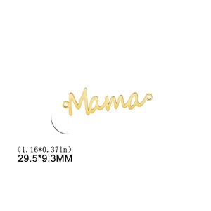 Gold stainless steel Mama letter connector pendant for necklaces 29.5x9.3mm