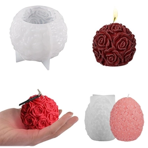 3D Rose Flower Cluster Ball Silicone Mold DIY Aromatherapy Candle Plumeria Egg Shaped Soap Plaster Resin Casting Craft