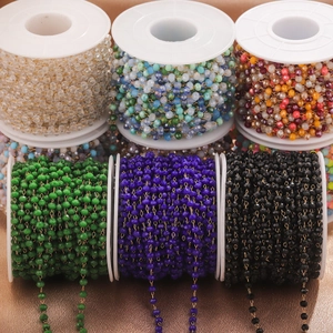 Stainless Steel Faceted Crystal Bead Chain For DIY Necklace Bracelet Making Colorful Jewelry Links
