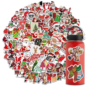Set of 100 Christmas cartoon stickers featuring Santa and reindeer for festive decoration