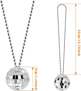 Disco ball necklace dimensions: 3cm pendant diameter and 35cm chain length details