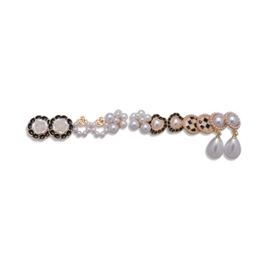 12-piece set of elegant pearl enamel stud earrings in heart and camellia shapes