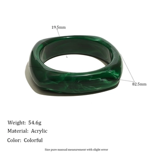 Luxury irregular dark green marble resin bangle with thick acrylic translucent finish