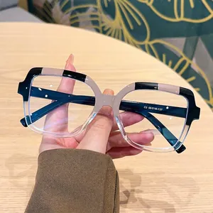 Square block tricolor blue light blocking glasses with oversized fashion frame design