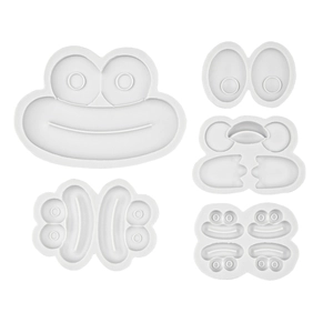 Lot de 5 moules en silicone avec bouche et yeux de dessin animé pour résine DIY et chocolat
