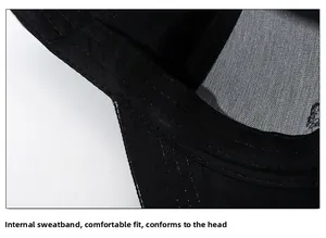 Detail of internal black cotton sweatband and premium stitching for a comfortable fit