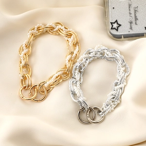 Elegant Artificial Pearl Woven Metal Bag Chain Hand Strap With Round Ring Clasp For DIY Bag Decoration Fashion Accessory