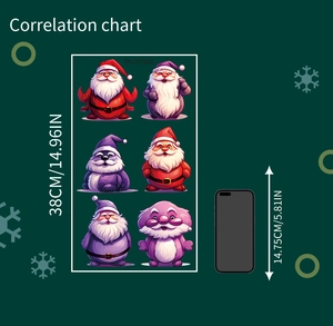 Detailed dimension chart of Santa Claus stickers with 38CM height and phone scale