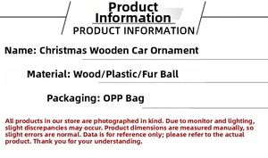 Spécifications détaillées de l'ornement de voiture de Noël en bois avec infos matérielles