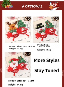 Detailed size and weight specs for Christmas glitter frames with festive characters
