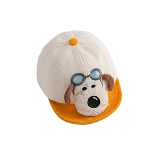 Cute baby baseball cap featuring a 3D cartoon dog design with soft corduroy texture