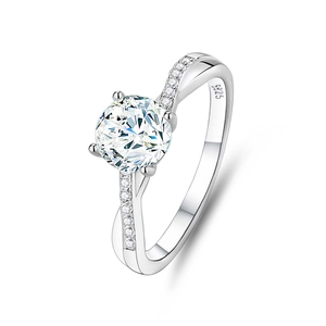 Elegant S925 sterling silver moissanite ring with a classic four-prong setting for women