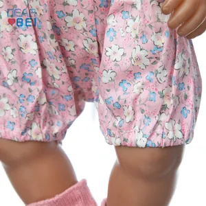 Detail of pink floral bloomers with elastic cuffs for 43cm dolls and reborn babies