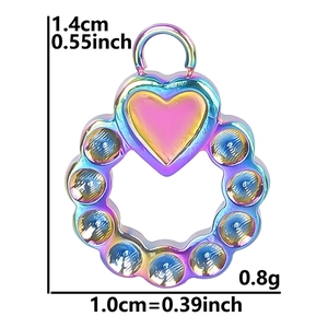 Rainbow heart pendant in circle frame with size dimensions 1.4cm and weight 0.8g