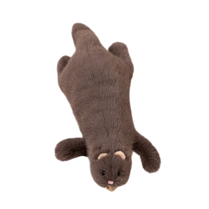 Adorable plush white ferret doll lying down soft stuffed animal toy for kids