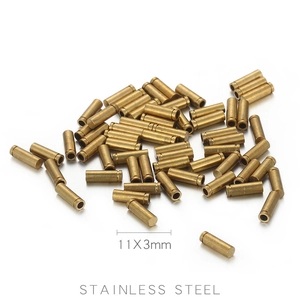 Detailed close-up of 11x3mm stainless steel metal pipe fittings in bronze finish