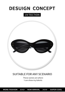 Detail of black cat eye sunglasses with golden star rivets and high gloss finish