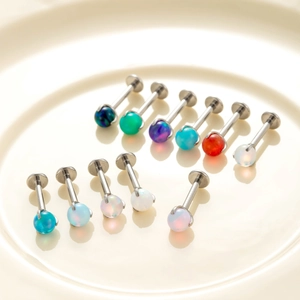 F136 Titan Labret Stecker mit bunten Opalsteinen für Lippen und Knorpelpiercings