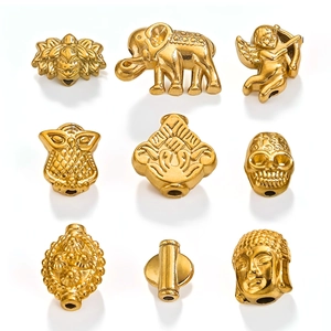 Stainless Steel Loose Spacer Beads Animal Owl Elephant Buddha Head Shapes For DIY Jewelry Making Findings Vintage Style