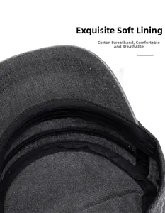 Détail du bandeau en coton et de la doublure intérieure douce d'une casquette plate délavée