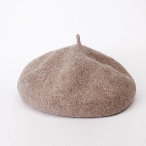Classic light brown wool beret hat for women with a vintage minimalist design