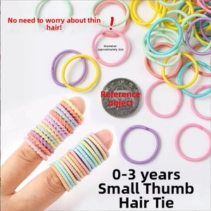 Detail of 2cm diameter high elastic hair ties on fingers for 0-3 years babies