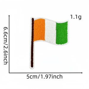 Detailed size view of Ivory Coast flag embroidery patch 6.6cm by 5cm with dimensions