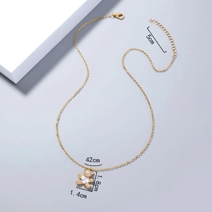 Detailed view of bear pendant necklace showing 42cm chain length and 1.8cm pendant size