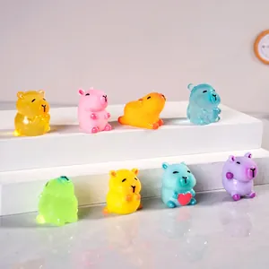 Set of eight colorful resin capybara figurines for DIY miniature landscape decor