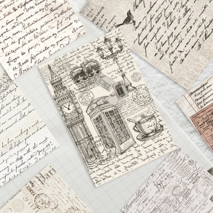 Retro vintage paper postcards for scrapbook collage and aesthetic room wall decoration