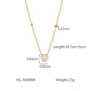 Detail view of 18K gold plated heart pendant necklace with measurements and weight