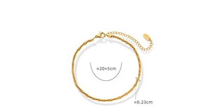 Detail view of gold titanium steel anklet featuring 20+5cm length and 0.23cm width