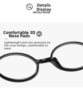 Detail of integrated 3D nose pads on vintage round frames for pressure-free comfort