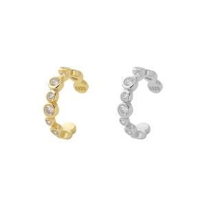 Eleganti orecchini a clip in argento S925 con zirconi in finitura oro e argento