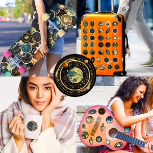 50pcs Astronomy Space Stickers showing diverse planets on luggage, guitar and water bottle