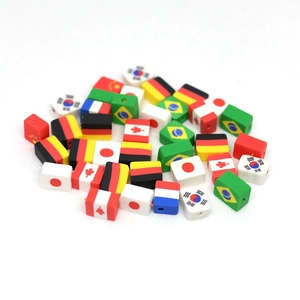 Polymer Clay Spacer Beads National Flag Pattern Square Round DIY Jewelry Making Bracelet Necklace Craft Accessories