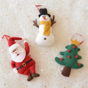 Christmas Hanging Ornaments Plush Felt Santa Claus Snowman Tree Xmas Tree Decoration Festive Home Decor Cute Soft