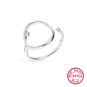 S925 Sterlingsilber Geometrischer Offener Ring Für Damen Minimalistisch Mikro Eingelegt Zirkonia Verstellbar Mode Fingerring Schmuck
