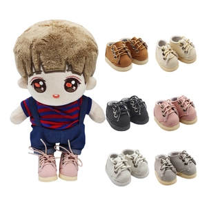 Detailed macro view of 15-20cm doll lace-up shoes in various colors with rubber soles
