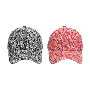 Classic baseball caps with paisley print in black and red for women street fashion